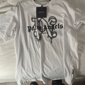 Palm Angels White and Black Graphic Tee
